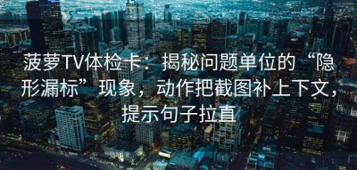 菠萝TV体检卡：揭秘问题单位的“隐形漏标”现象，动作把截图补上下文，提示句子拉直