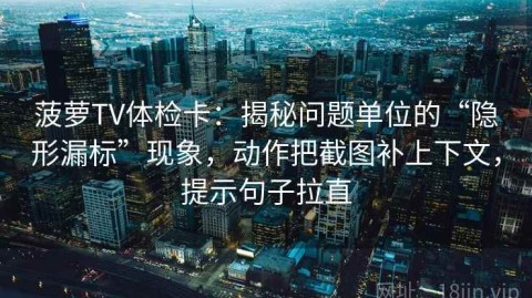 菠萝TV体检卡：揭秘问题单位的“隐形漏标”现象，动作把截图补上下文，提示句子拉直